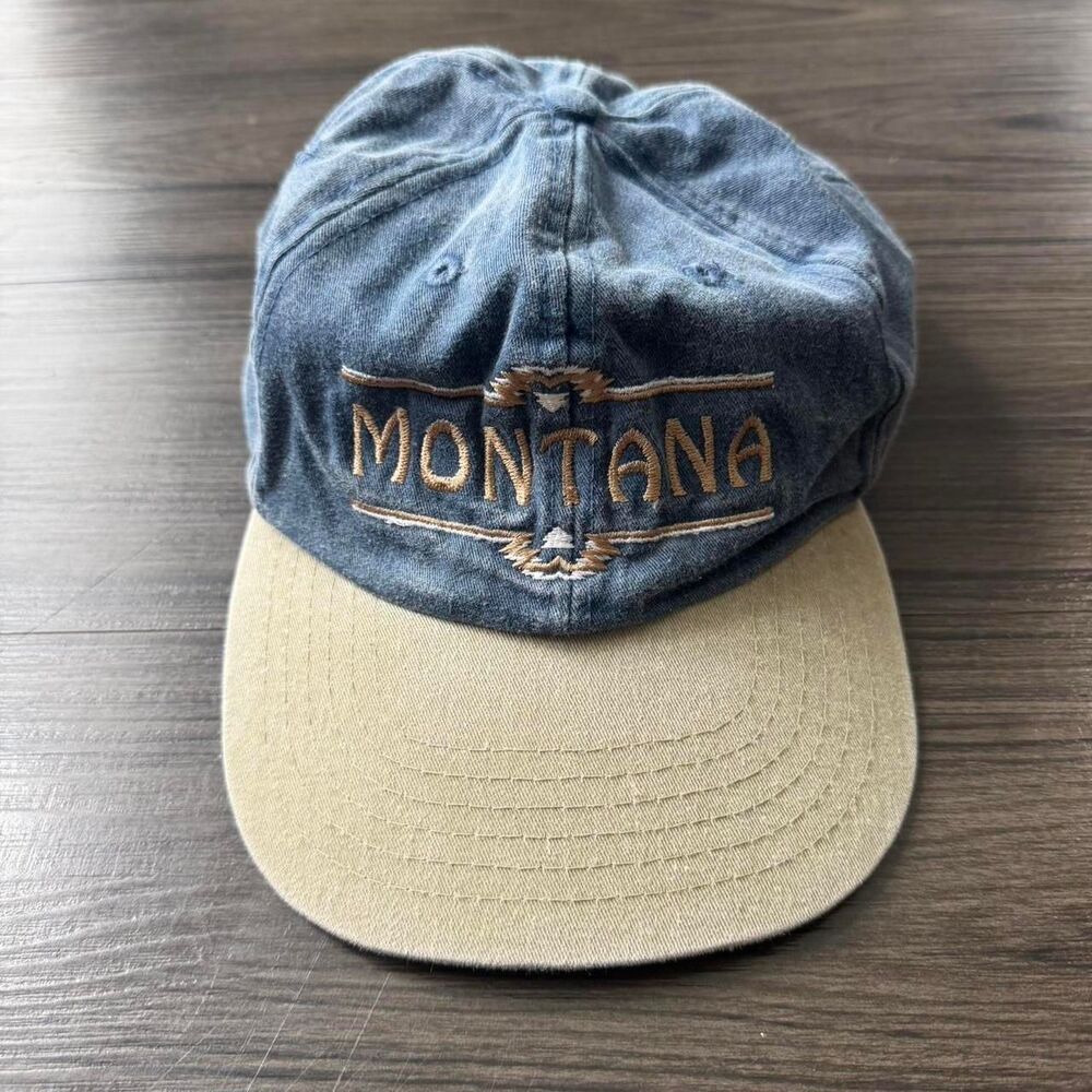 Vintage 90s Montana Nature Outdoor blue baseball cap 100% cotton